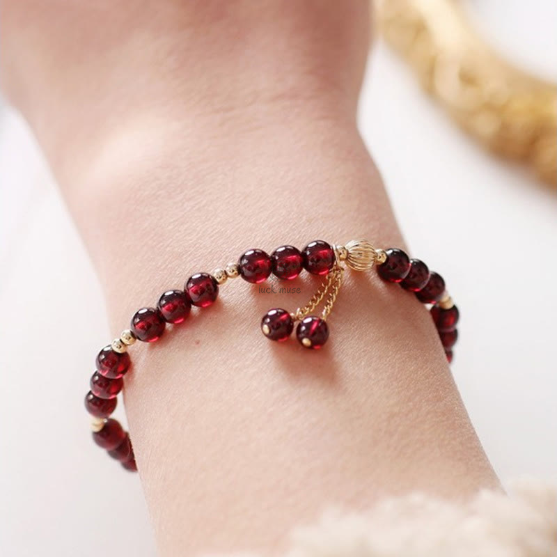 Luck Muse 14K Gold Garnet Calming Bracelet - Image 9