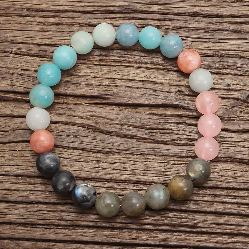 Amazonite and Black Glitter Stone 108 Mala Beads Bracelet with Positive Tassel Design - Image 11