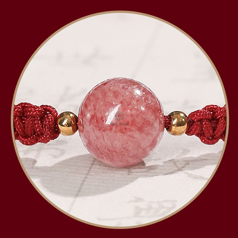 Natural Strawberry Quartz Crystal Love Red String Bracelet Anklet - Image 11