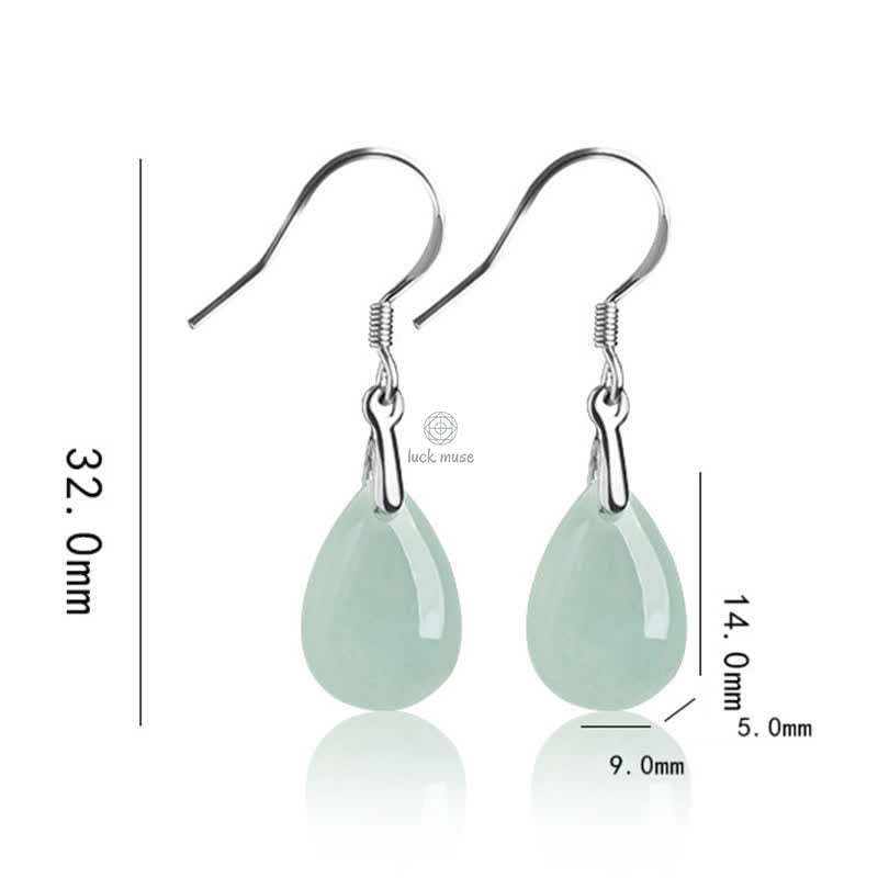 925 Sterling Silver Jade Water Drop Pattern Earrings for Luck and Prosperity with Luck Muse Touch - Image 10