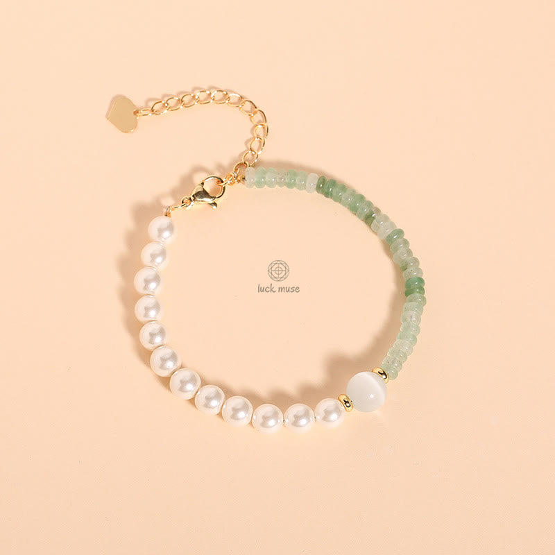 Natural Green Strawberry Quartz Tiger Eye Sodalite White Jade Pearl Gratitude Bracelet - Image 2