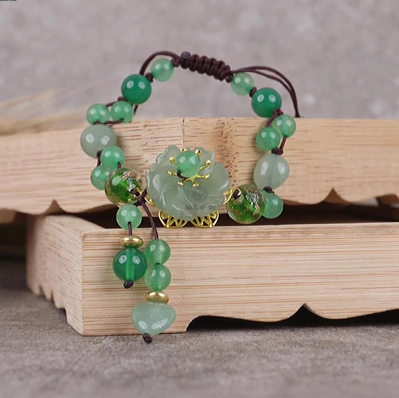 Natural Green Jade Green Aventurine Luck Dangling Flower Bracelet - Image 11