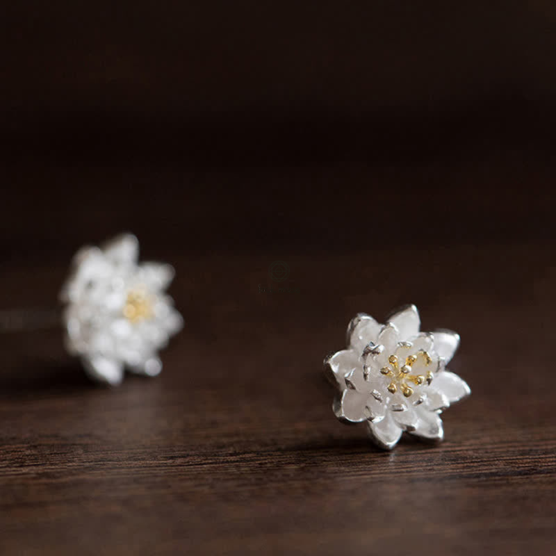 925 Sterling Silver Lotus Flower Balancing Earrings by Luck Muse Shop - Image 6