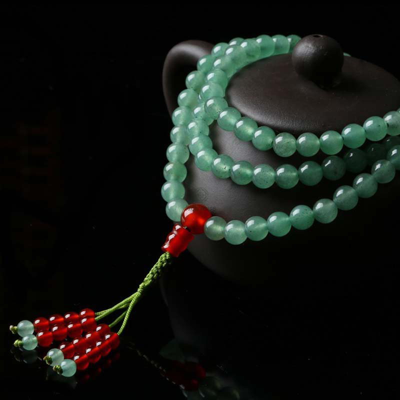 Luck Muse Green Aventurine and Red Agate 108 Beads Luck Bracelet Mala - Image 7