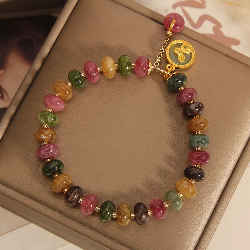 Colorful Tourmaline Rabbit Charm Bracelet - Positive Energy Zen Jewelry - Image 4