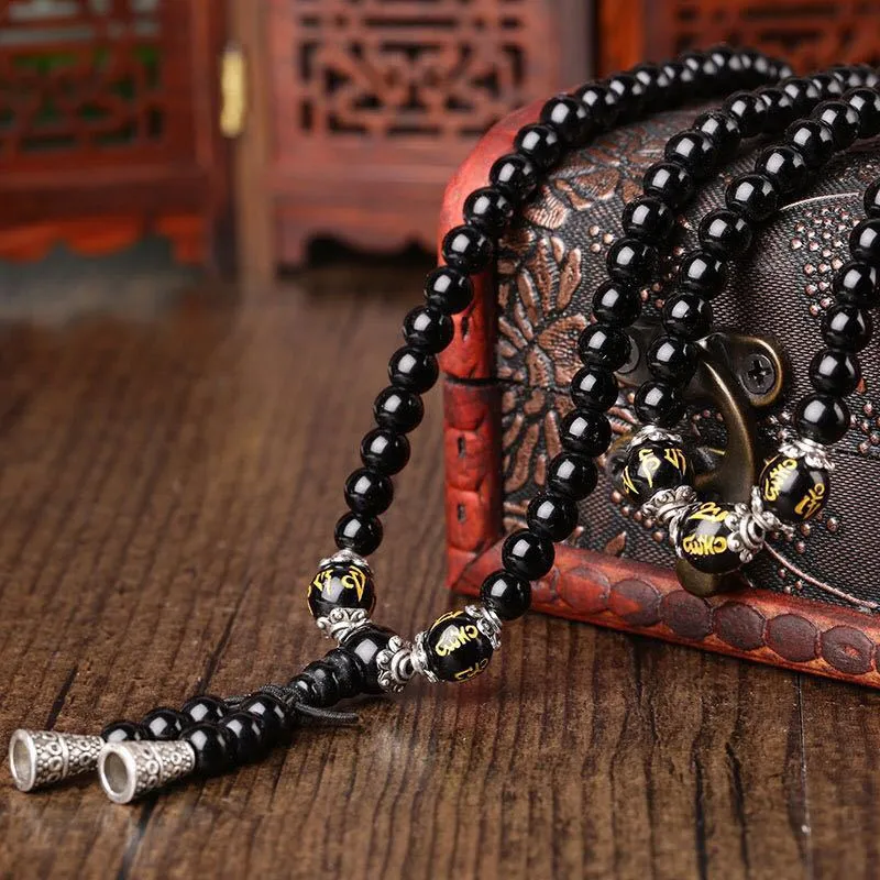 True Words Protection Black Obsidian Mala Bracelet by Luck Muse Shop - Image 4