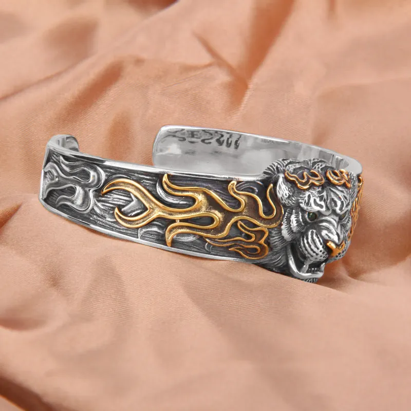 Luck Muse 925 Sterling Silver Tiger Zodiac Bracelet Bangle for Protection Against Evil Spirits - Image 4