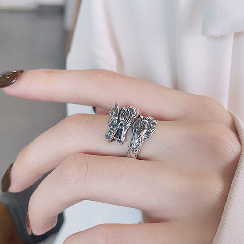 Luck Muse Year of the Dragon Sterling Silver Adjustable Ring for Luck and Strength - Image 7