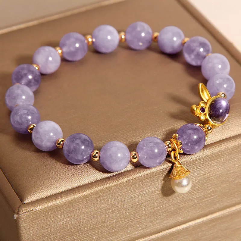 Natural Purple Jade Rabbit Happiness Bracelet with Luck Muse - Image 5