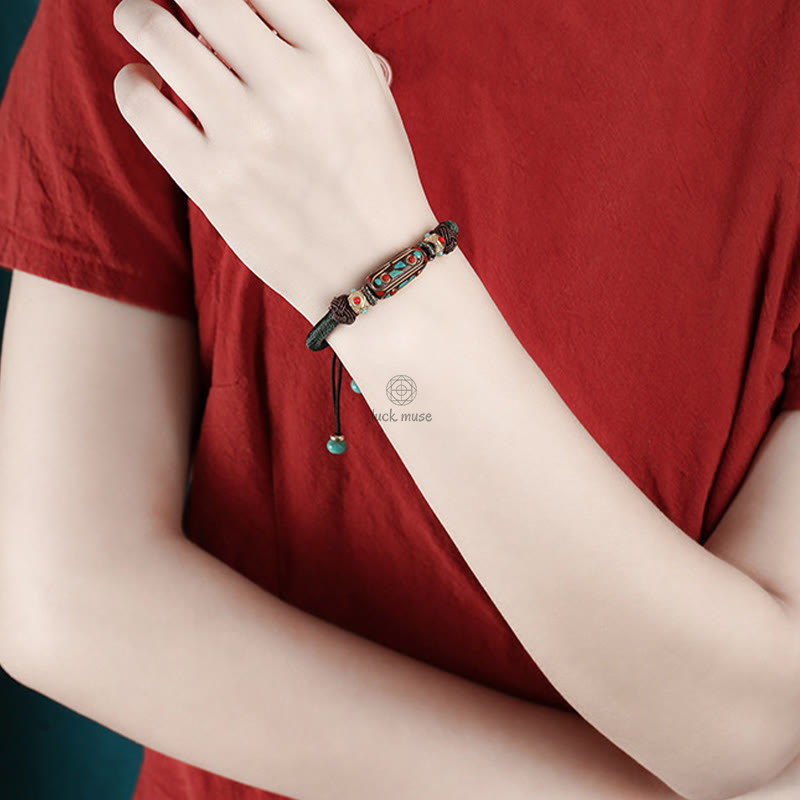 Tibetan Turquoise Om Mani Padme Hum Strength Braided Bracelet by Luck Muse Shop - Image 12