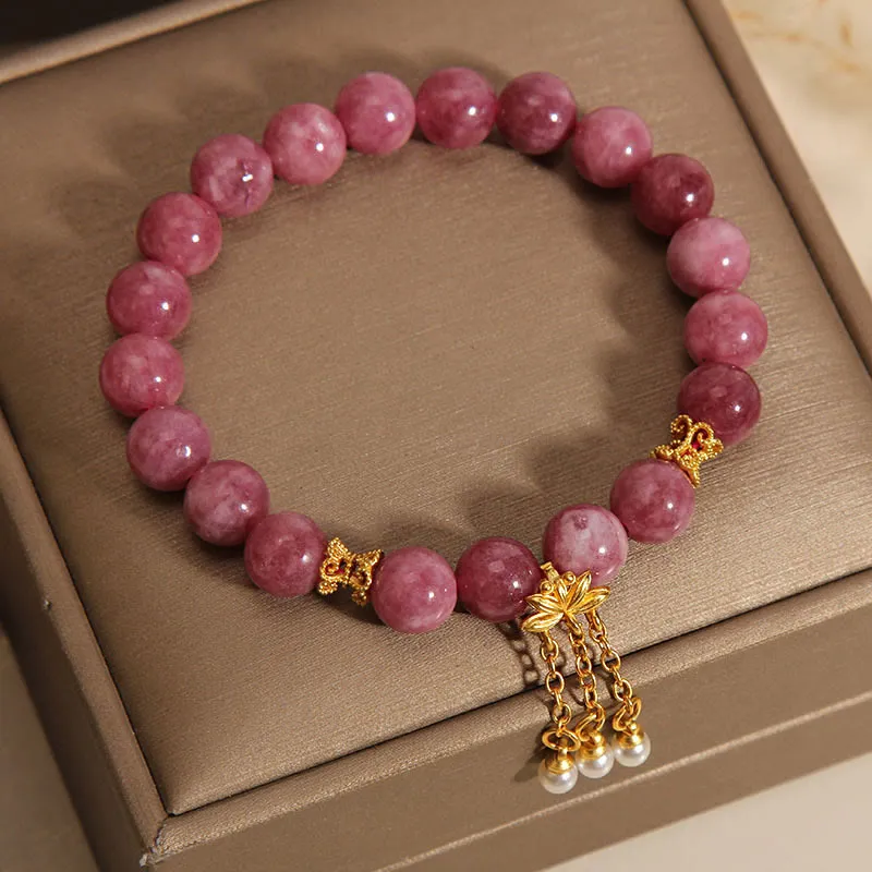 Pink Tourmaline Lotus Flower Bracelet - Image 2