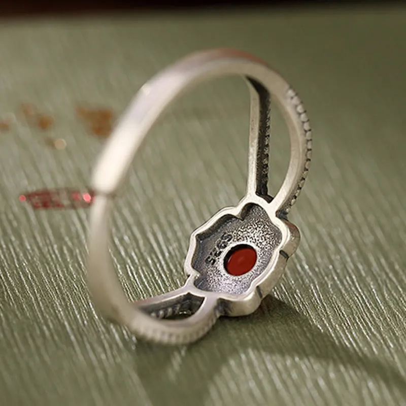 925 Sterling Silver Red Agate Mindful Ring - Image 7