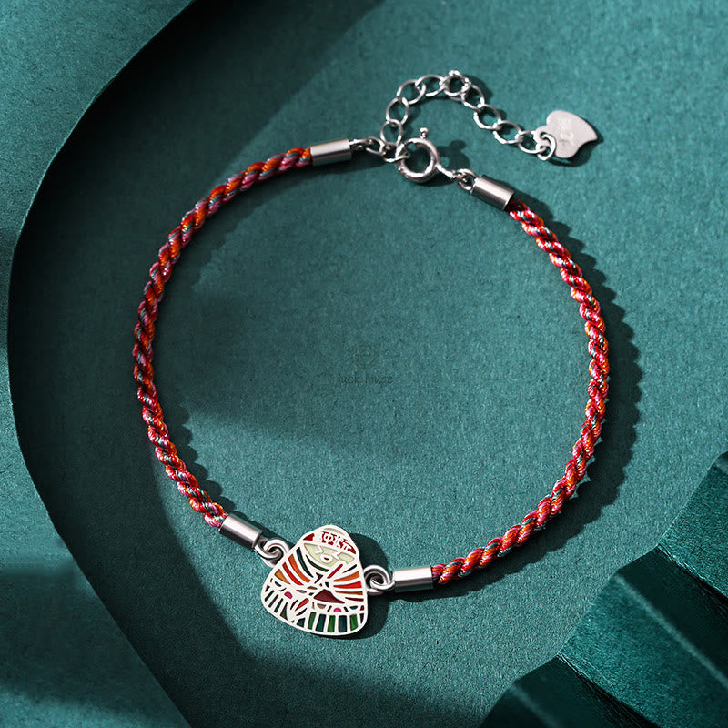 Luck Muse 925 Sterling Silver Multicolored Handcrafted Bracelet with Zongzi Pattern for Good Luck