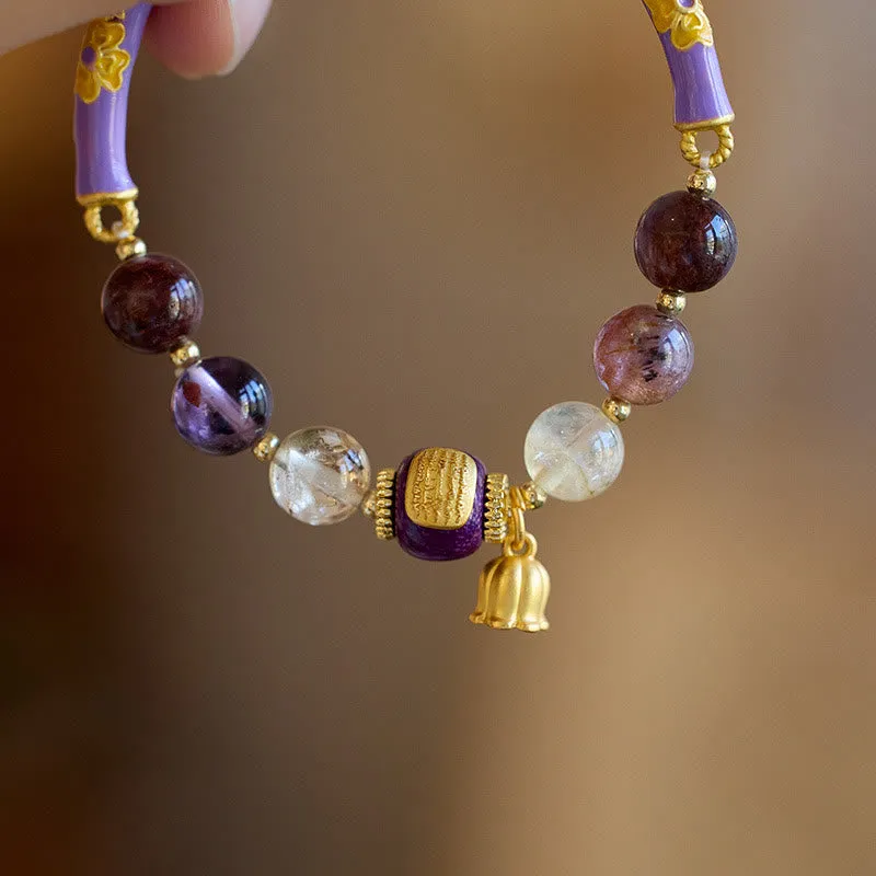 Purple Jade Scripture Citrine Love Wisdom Bracelet - Luck Muse Bangle - Image 3