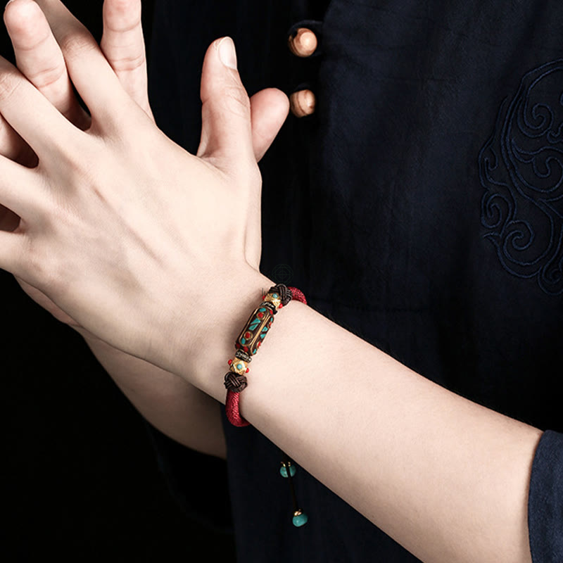 Tibetan Turquoise Om Mani Padme Hum Strength Braided Bracelet by Luck Muse Shop - Image 4