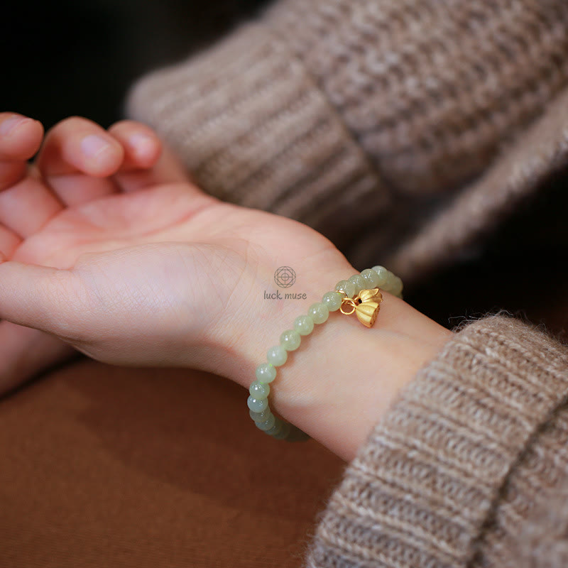 Gold-Plated Natural Hetian Jade Bracelet with Buddha Elements - Image 23