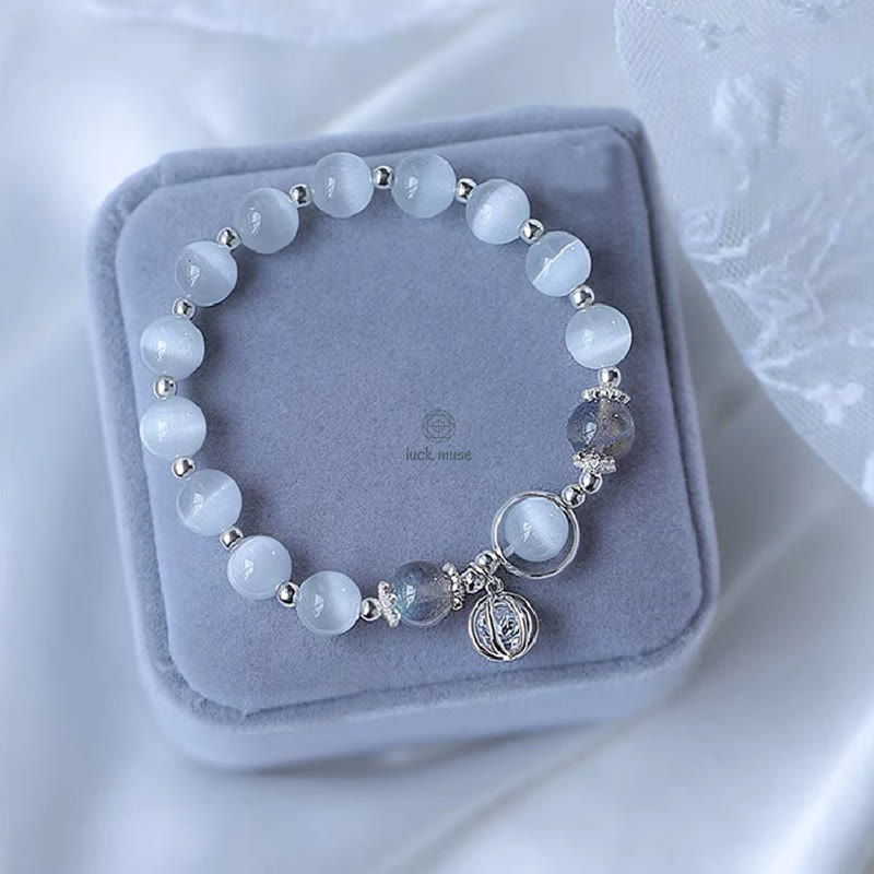 Luck Muse Cat's Eye Moonstone Charm Bracelet - Fu Character Ball Support - Image 10