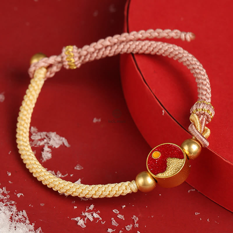 Luck Muse Handmade Luck Sea and Mountain Engraved Couple Bracelet with Two-Color String - Image 7