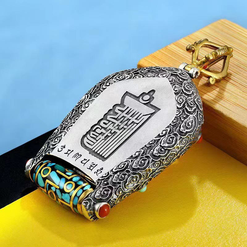 Chinese Zodiac Natal Buddha Thangka Prosperity Rotatable Dzi Bead Necklace Pendant from Luck Muse Shop - Image 4