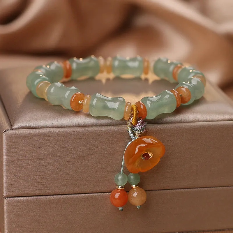 Bamboo Flower Pattern Natural Jade Bracelet for Luck - Image 4