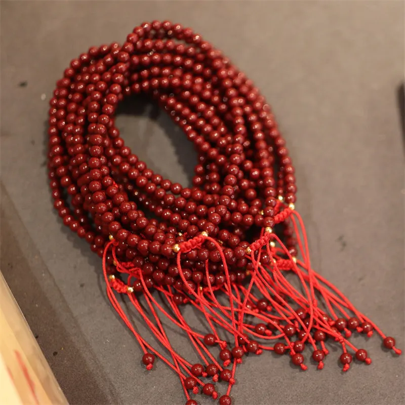 Natural Cinnabar Blessed Red String Braided Luck Muse Bracelet Anklet - Image 7