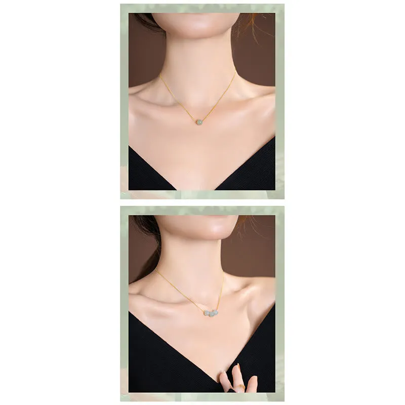 Luck Muse 925 Sterling Silver Hetian and Cyan Jade Luck Laughing Buddha Butterfly Necklace Pendant - Image 15