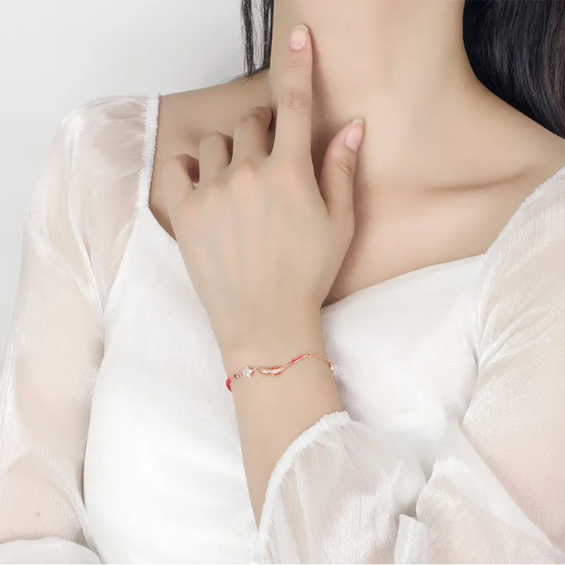 Braided Red String Bracelet with 925 Sterling Silver Luck Koi Fish and Lotus Star Embellishments - Image 13