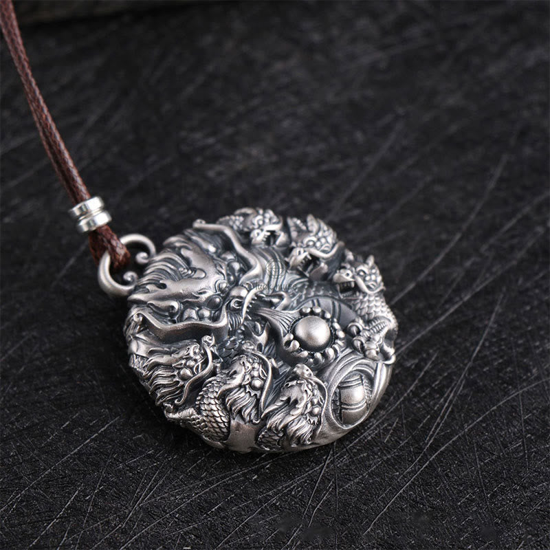 Luck Muse 999 Sterling Silver Dragon Protection Necklace with Pearl - Image 6