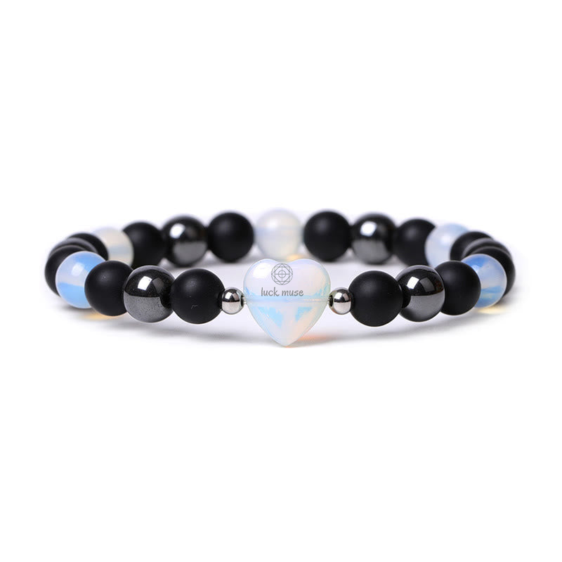 Black Onyx Tiger Eye Crystal Love Heart Protection Bracelet - Image 19