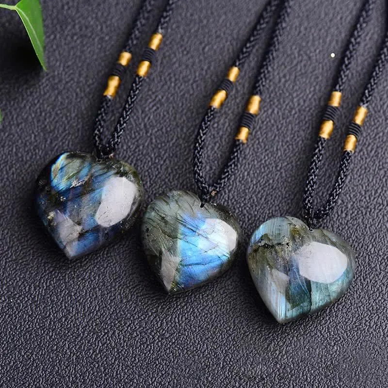 Labradorite Love Heart Necklace Pendant for Emotional Support - Image 5