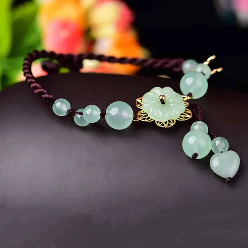 Flower Jade Butterfly Charm Anklet for Luck and Abundance by Luck Muse Shop - Image 2