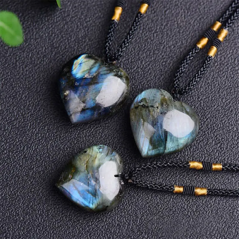 Labradorite Love Heart Necklace Pendant for Emotional Support - Image 2