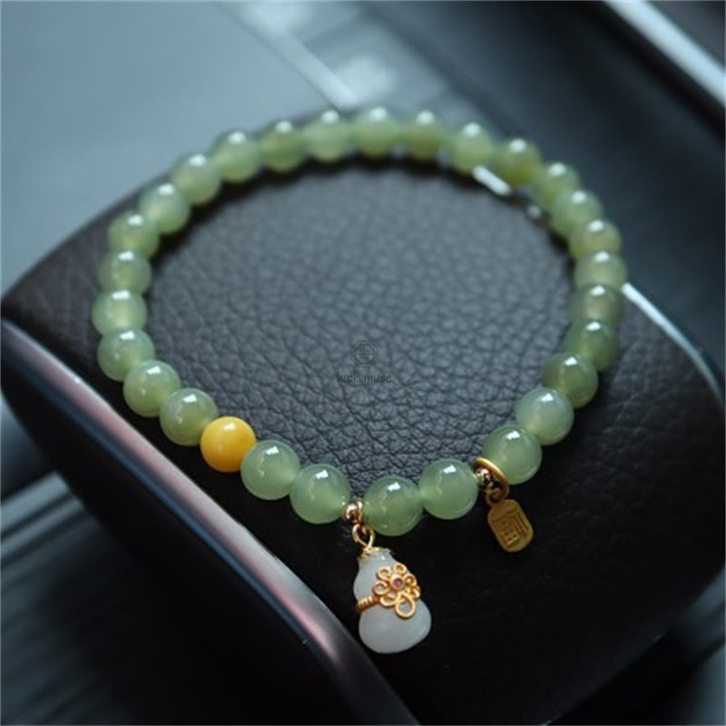 Gold-Plated Natural Hetian Jade Bracelet with Buddha Elements - Image 27