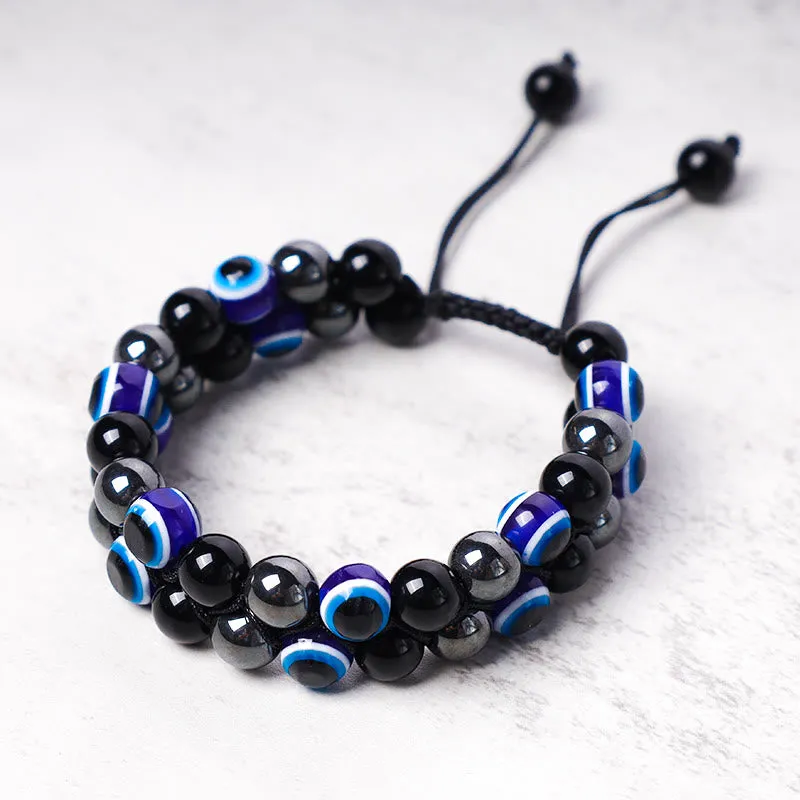 Evil Eye Protection Bracelet with Hematite and Tiger Eye Beads - Image 18