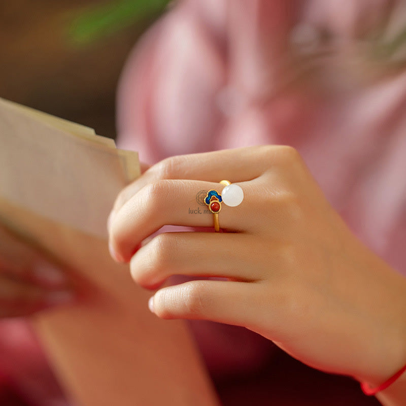 White Jade Cloud Blessing Ring for Good Luck - Image 6