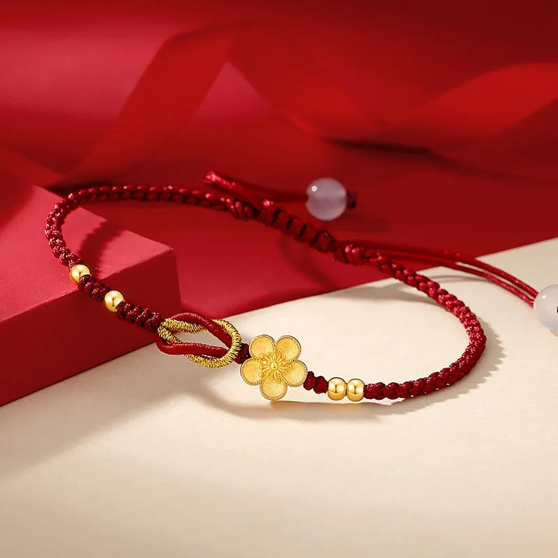 Handmade 925 Sterling Silver Sakura Chalcedony Luck Bracelet with Cherry Blossom Accents - Image 3