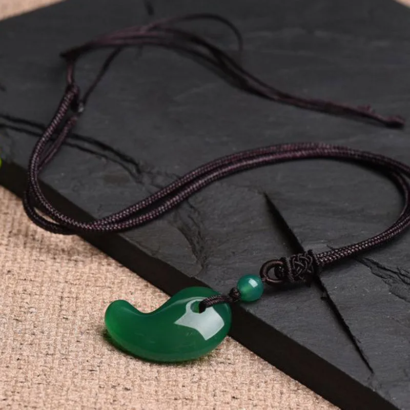 Red and Green Agate Moon Pattern Necklace for Confidence and Calm - Image 10