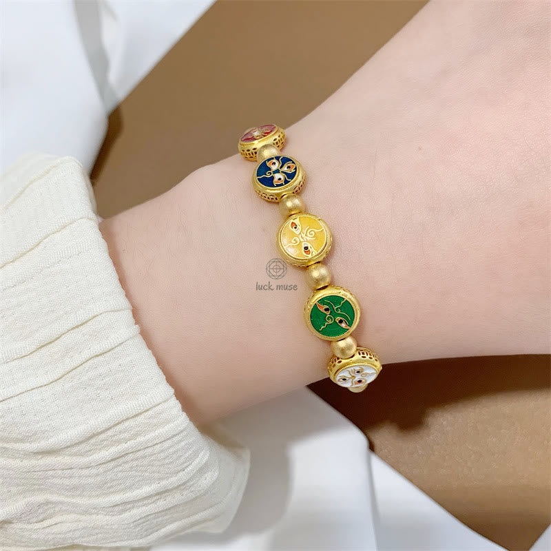 Tibetan Five Wealth Deities Copper Beads Bracelet - Image 9
