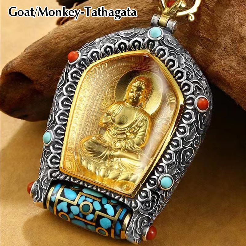 Chinese Zodiac Natal Buddha Thangka Prosperity Rotatable Dzi Bead Necklace Pendant from Luck Muse Shop - Image 9