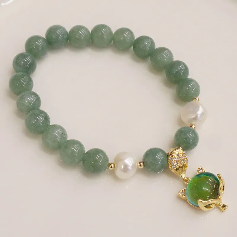 Color-Changing Jade Pearl Fox Charm Bracelet with Luck Muse for Luck - Image 4