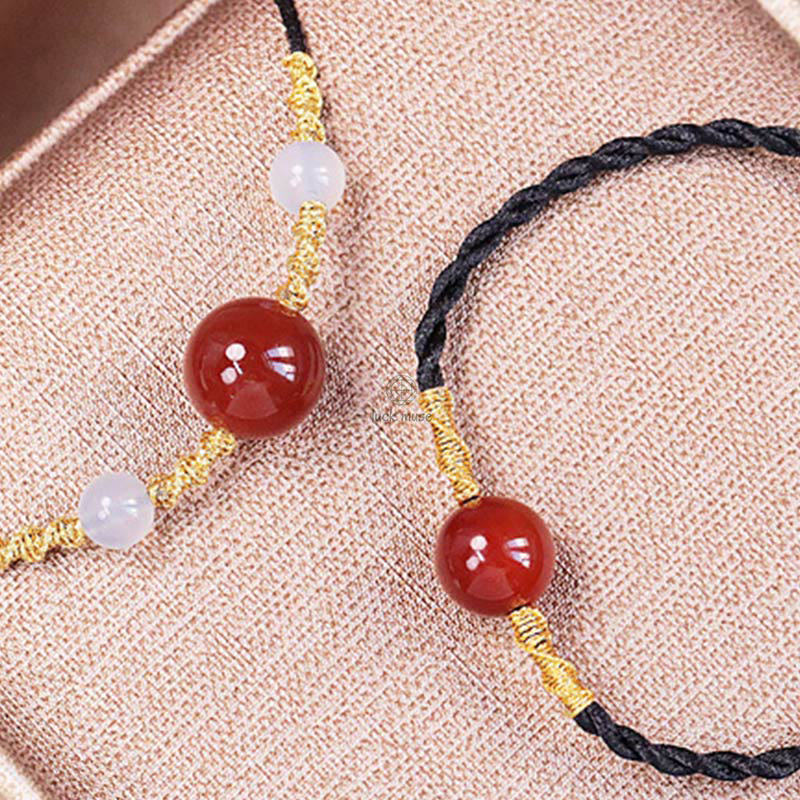 Natural Red Agate Chalcedony Self-Acceptance Confidence Bracelet Necklace Set - Image 2