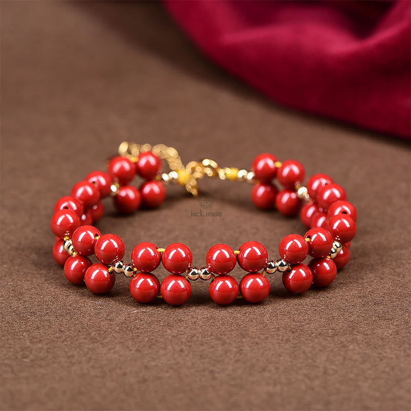 Blessed Luck Muse Cinnabar Beaded Bracelet - Image 4