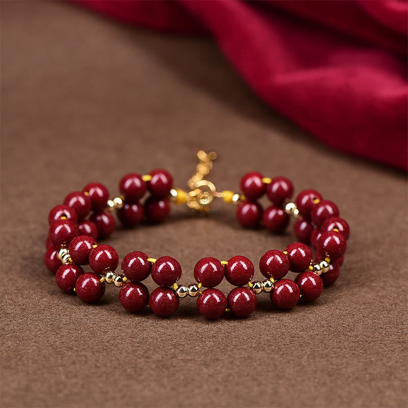 Blessed Luck Muse Cinnabar Beaded Bracelet