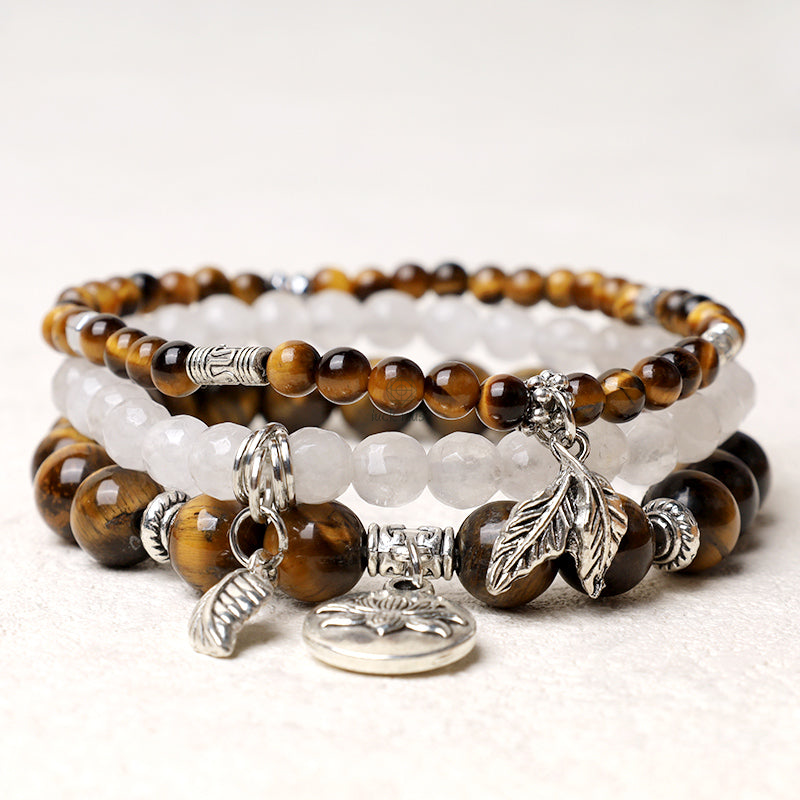 Luck Muse Natural Quartz Crystal Lotus Bracelet Set (3 Pieces) - Image 26
