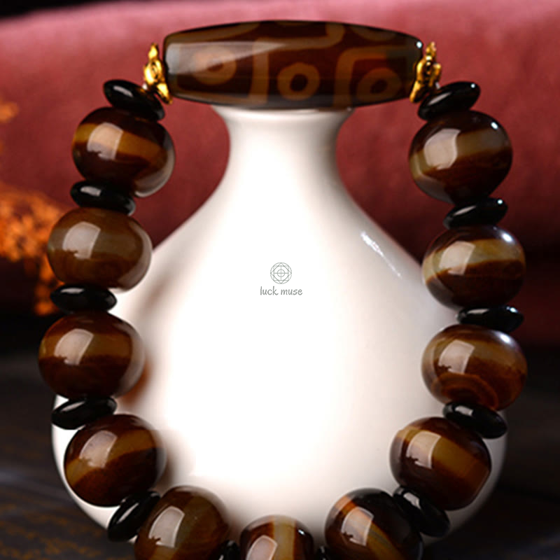 Tibetan Nine-Eye Dzi Agate Bracelet for Wealth Blessings - Image 10