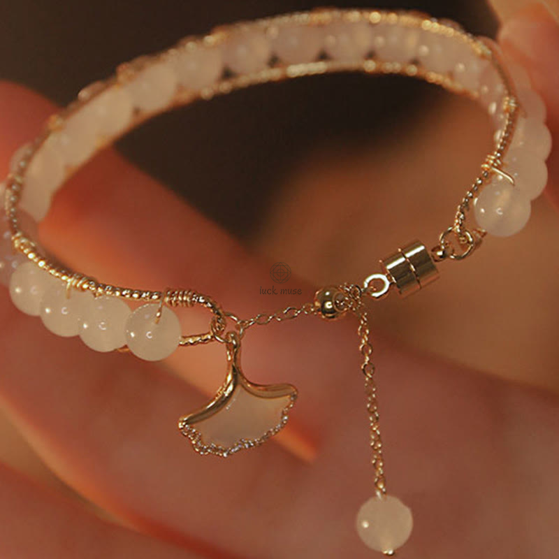 Ginkgo Leaf Jade Bracelet for Luck and Positive Energy - Image 7
