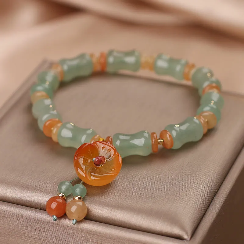 Bamboo Flower Pattern Natural Jade Bracelet for Luck - Image 5