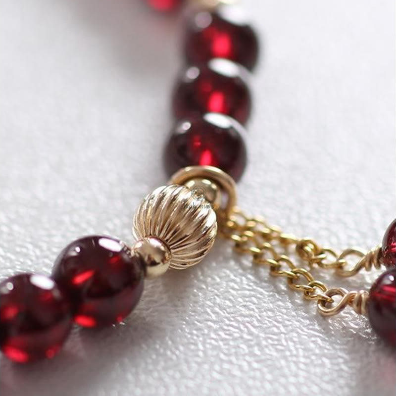 Luck Muse 14K Gold Garnet Calming Bracelet - Image 6