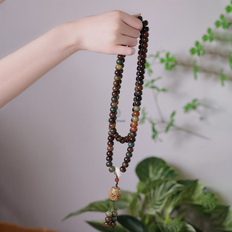 Bodhi Seed Dzi Mala Beads Bracelet - Dunhuang Color, Protect Against Evil Spirits - Image 6