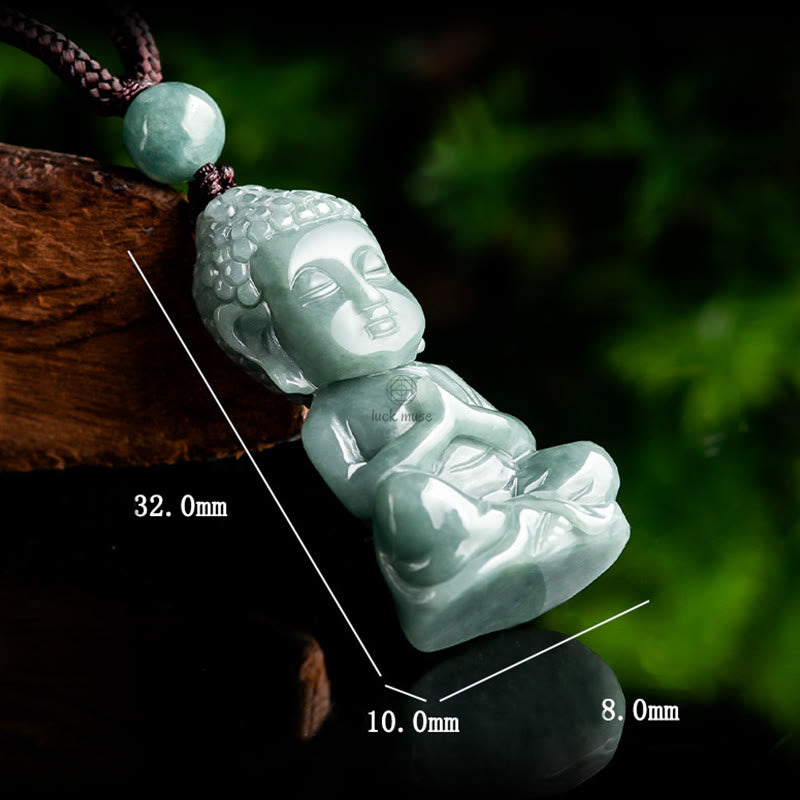 Natural Jade Buddhist Meditation Necklace Pendant - Serenity Amulet - Image 7